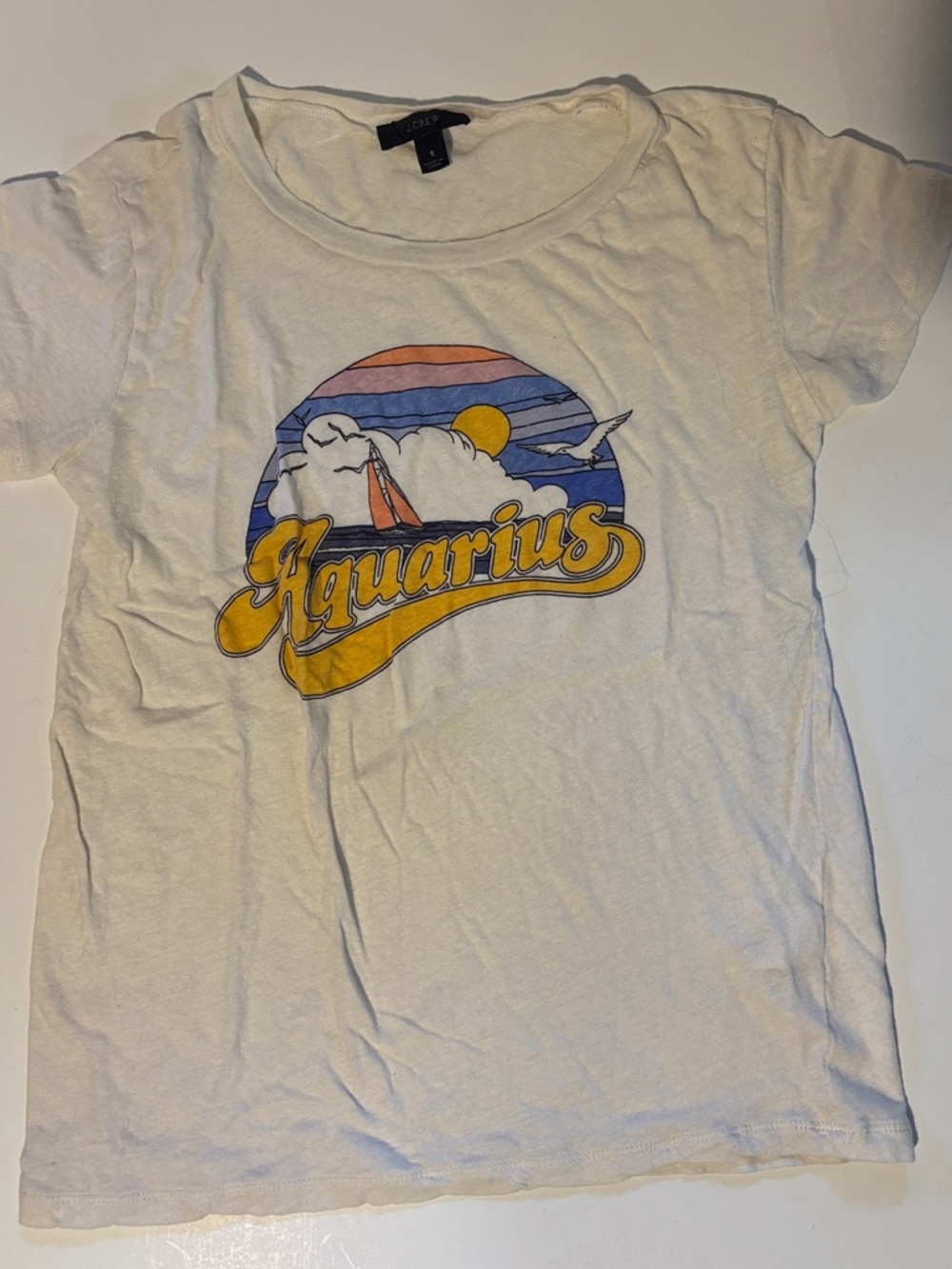 J. Crew White Aquarius Graphic Short Sleeve Tee